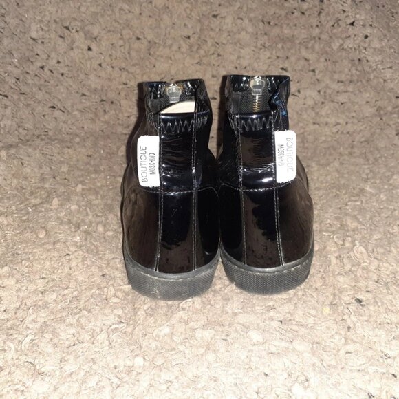 BOUTIQUE MOSCHINO-Black Patent Leather High Top Trainers-Sz 36-Excellent - Picture 5 of 8